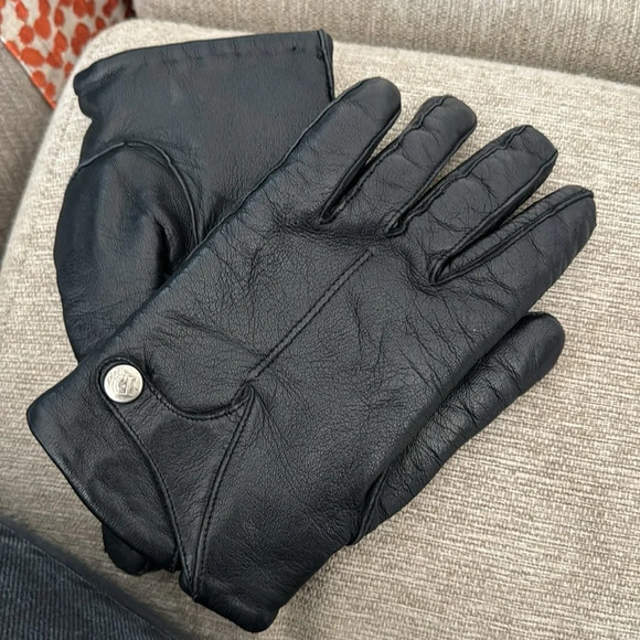 Mens Dior Leather gloves size medium black gorgeous  100% wool lining unisex - Picture 1 of 13
